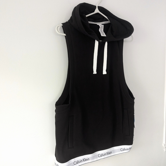 NWT Calvin Klein Women's Black Sleeveless Hoodie In Size M - Picture 6 of 10